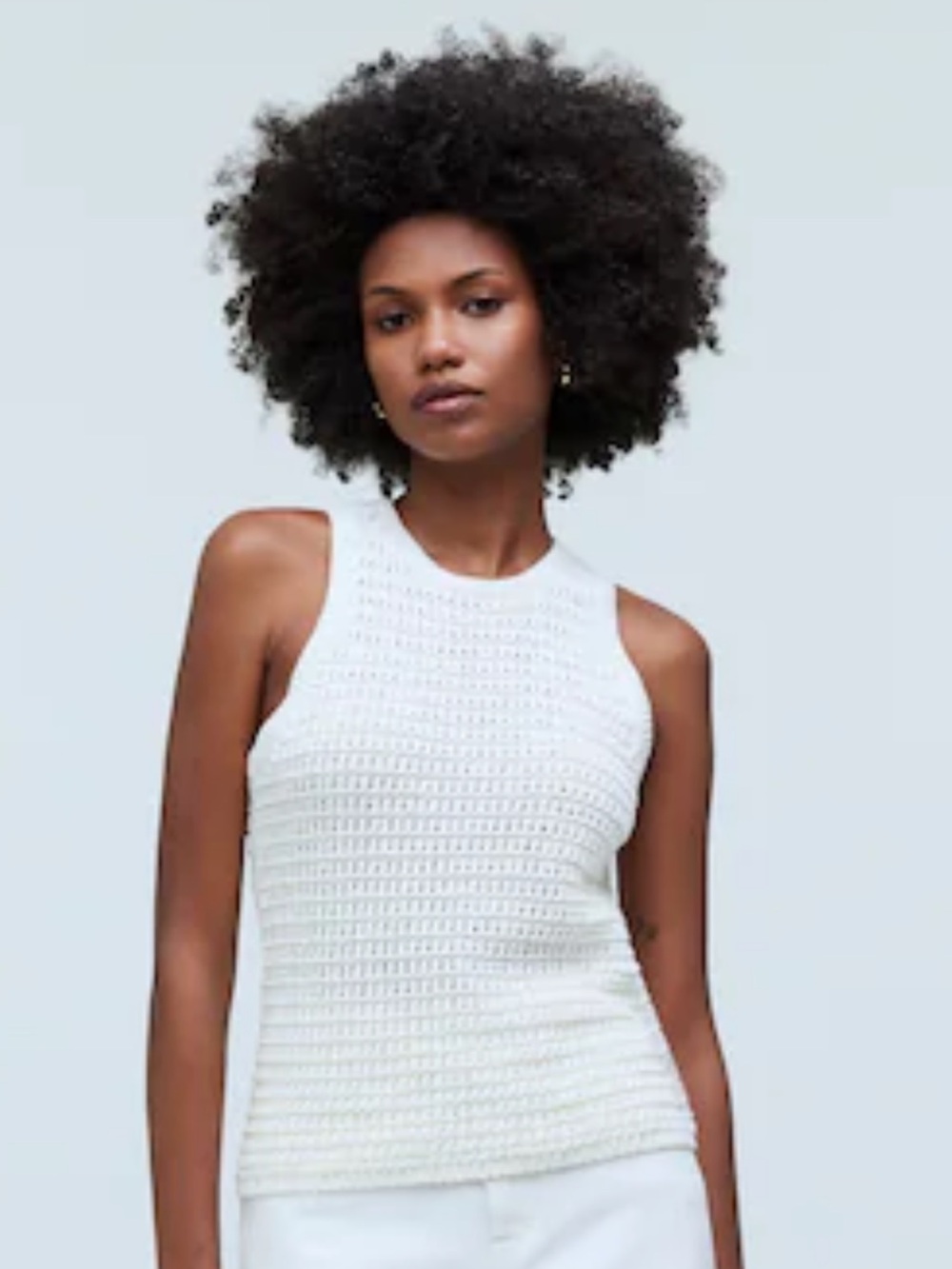 Madewell White Crochet Tank Top